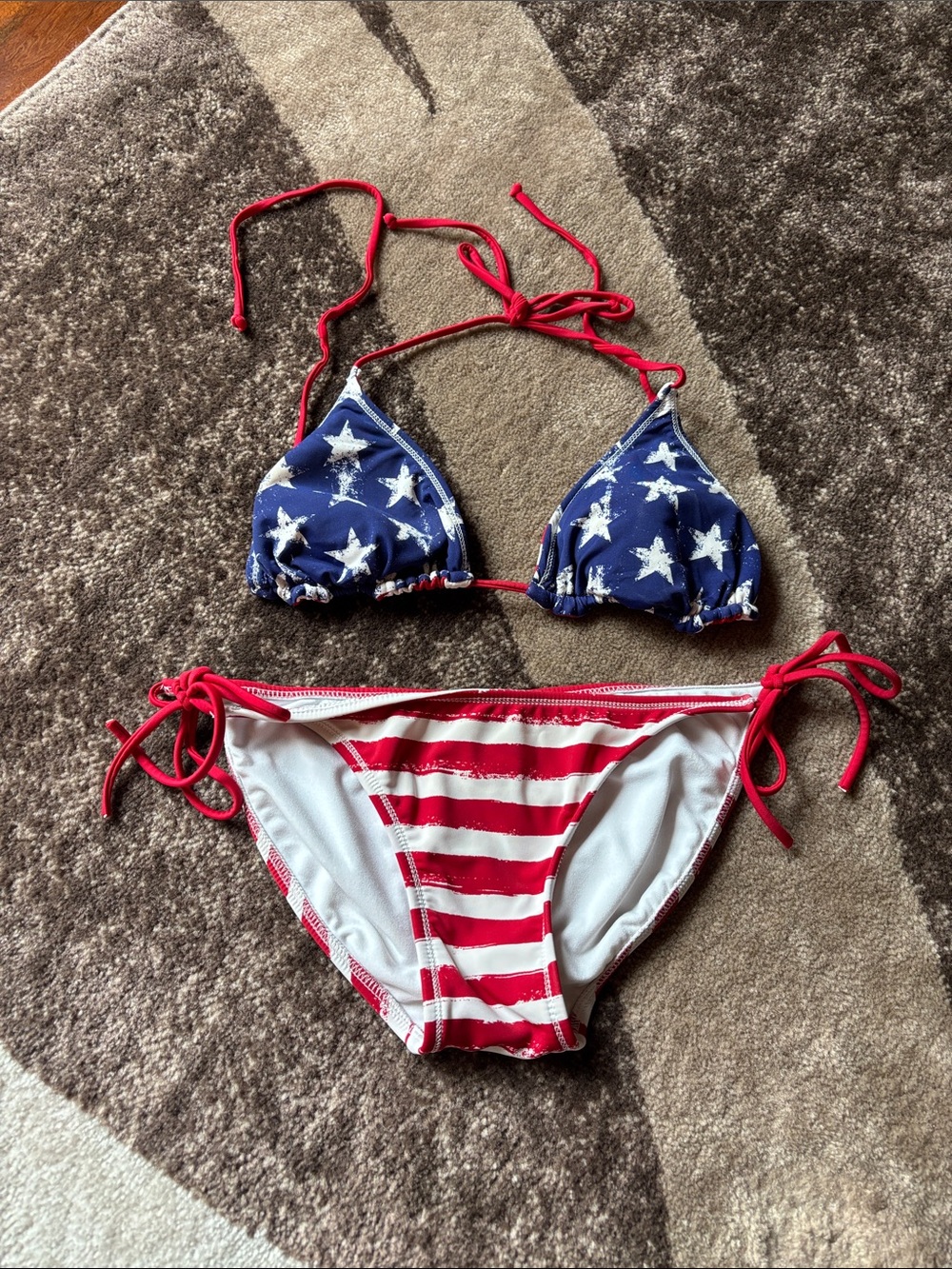 Xhilaration Red & Blue Star Stripe Women's Bikini Set